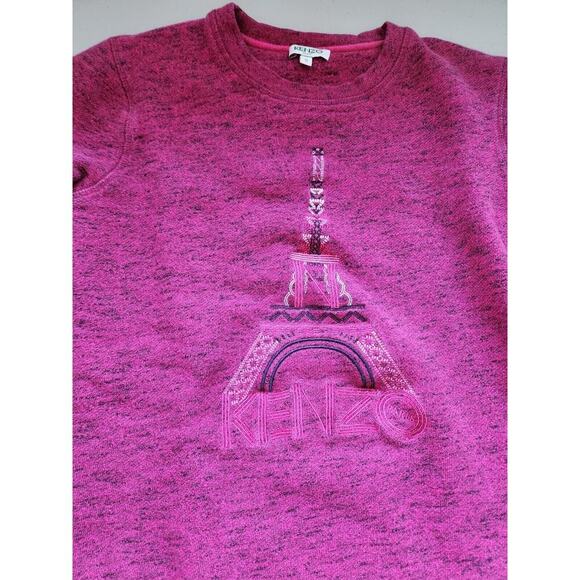 Kenzo Paris Embroidered Eiffel Tower Sweatshirt Size S Purple Pink - Picture 3 of 9